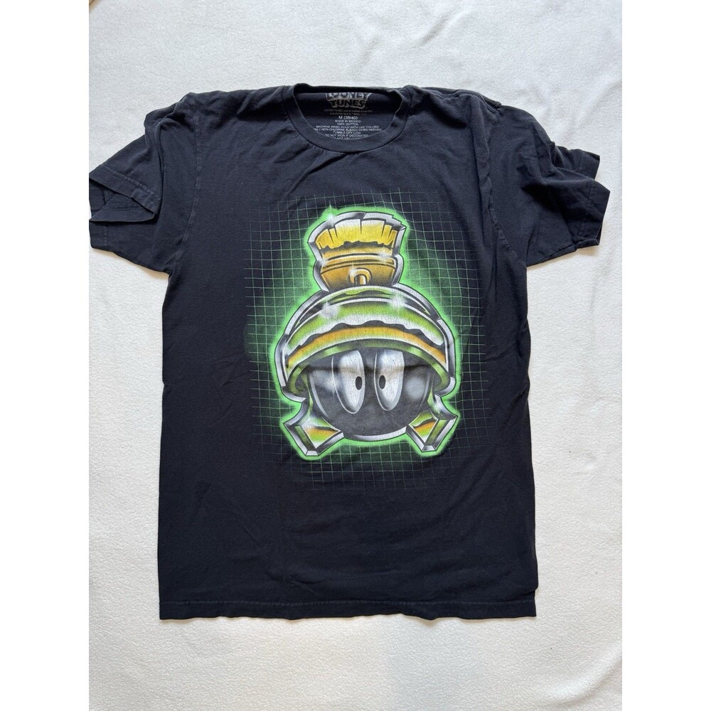 Looney Tunes T Shirt Graphic Men’s Medium Black Marvin The Martian
